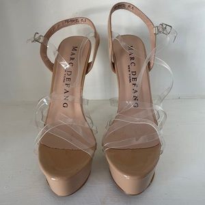 Marc Defang Womens Marc Tops Clear Transparent Straps Pageant Platform Pumps10.5